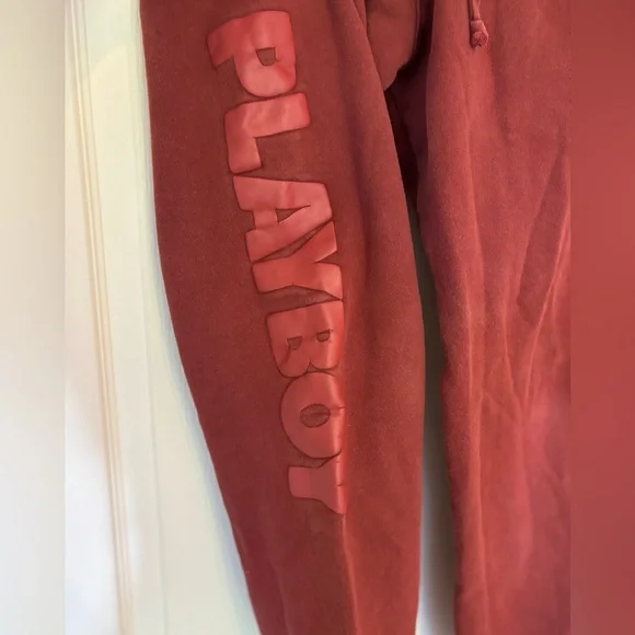 Playboy Burgundy Logo Jogger Sweatpants M - Picture 4 of 6
